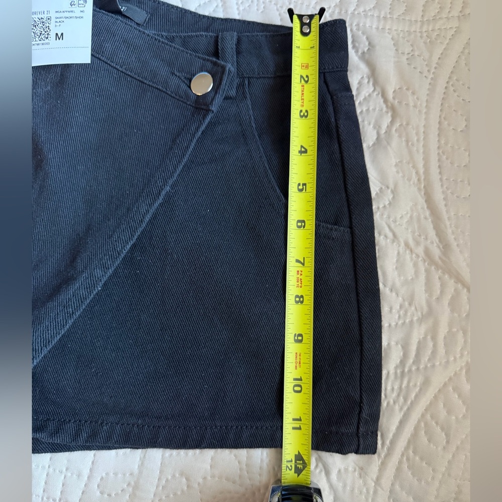 Forever 21 Black Denim Wrap-Front Skort Shorts - Picture 6 of 7